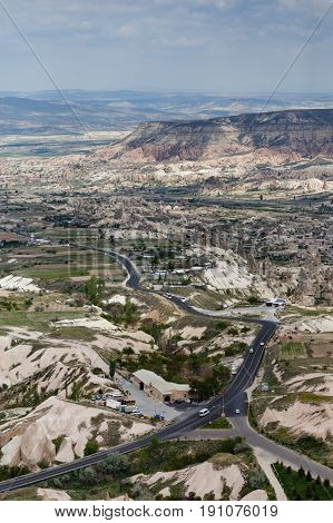 View From Uchhisar Castle Over Valleys With Rock Formations