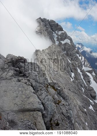 Climbing Mountain Ridge Watzmann In Germany
