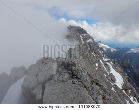 Climbing Mountain Ridge Watzmann In Germany