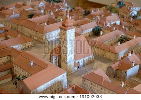 ZAGREB, CROATIA - FEBRUARY 15: Model of of the Zagreb Gradec with the church of St. Mark in Zagreb, Croatia on February 15, 2015.