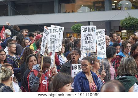 Protest Of Workers In Sao Paulo.