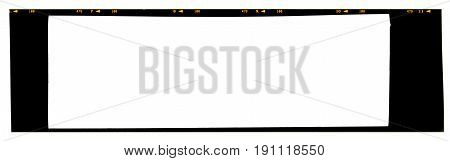 Empty panoramic large format 6x17cm color slide 120 or 220 type (60mm) medium format film strip template with copy space isolated on white background with work path.