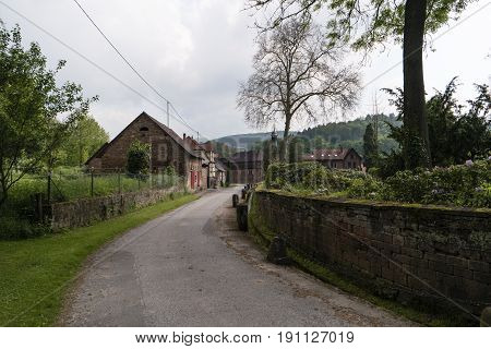 On The Hiking Trail Spessartweg In Germany