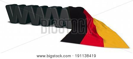the letters www and german flag -3d rendering