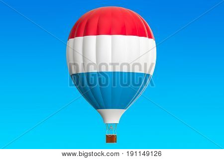 Hot air balloon with Luxembourg flag 3D rendering