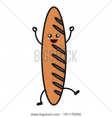delicious french bread kawaii character vector illustration design