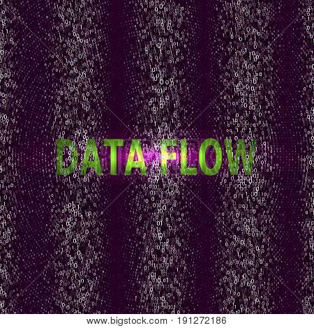 Visualization life in purple stream data. Cryptography, Bitcoin, hacking, information. Machine software code