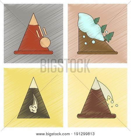 assembly flat shading style icon of mountains snow avalanche
