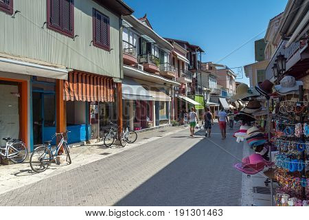 LEFKADA TOWN, GREECE JULY 17, 2014: Panoramic view of Lefkada town, Ionian Islands, Greece