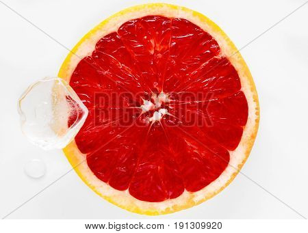 grapefruit, fruit, citrus, food, red, orange, isolated, half