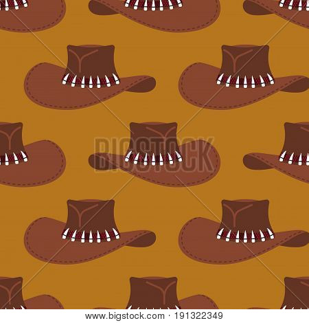 Cowboy Hat Pattern. Australian Cap Background. Western Clothing And Rodeo