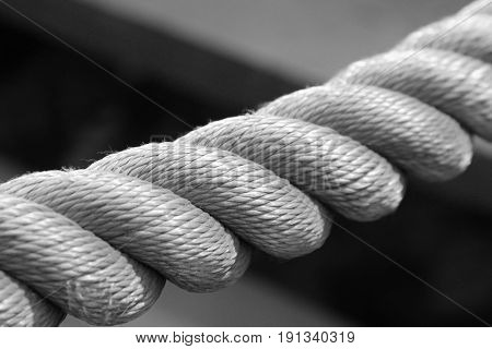 thick black and white cotton rope closeup