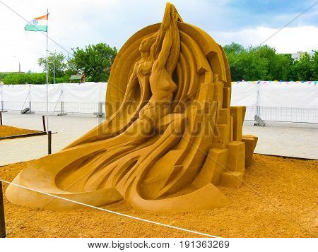 KOLOMENSKOYE MOSCOW RUSSIA - MAY 25 2009: World Championship of Sand Sculpture 
