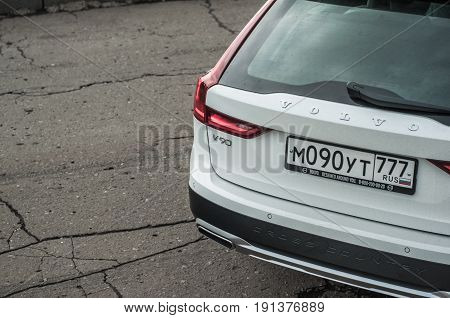 Moscow, Russia - May 3, 2017 Volvo V90 Cross Country, Front-side View. Test Of New Volvo V90 Cross C