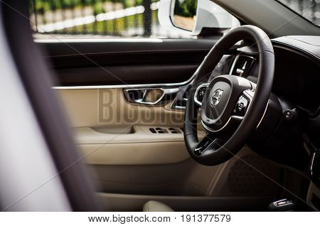 Moscow, Russia - May 3, 2017 Volvo V90 Cross Country, Interior View. Test Of New Volvo V90 Cross Cou