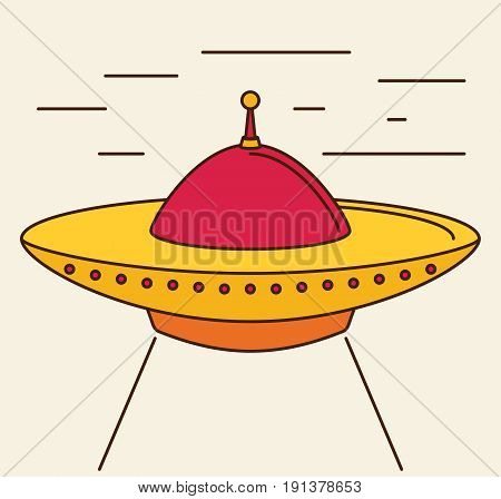 Spaceship icon fulcolor in flat style vector