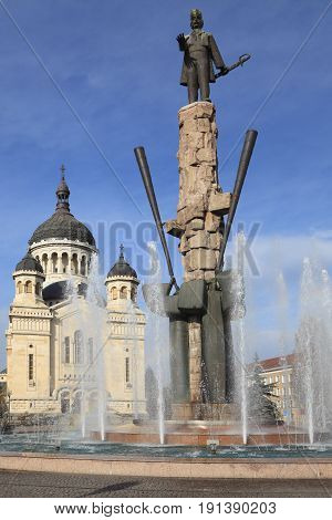 Image of Avram Iancu Square in Cluj-NapocaRomania.