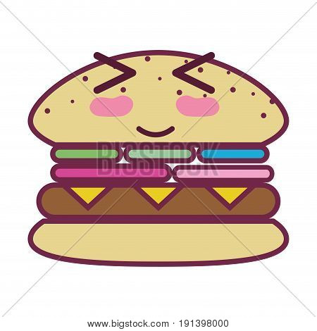 kawaii cute funny humburger food vector illustration