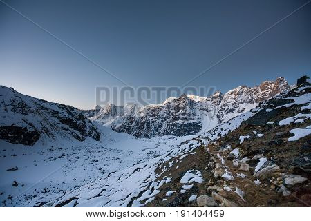 On a way to Renjo La pass in Everest region in Nepal
