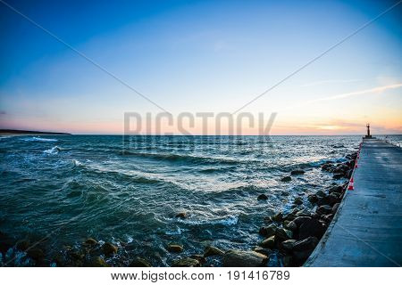 Breakwater in Pavilosta Latvia, Baltic sea, eiropa