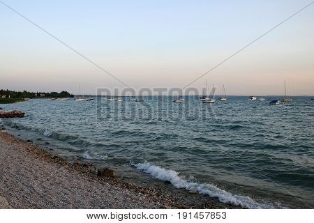 lake for sunset on beautiful sky background