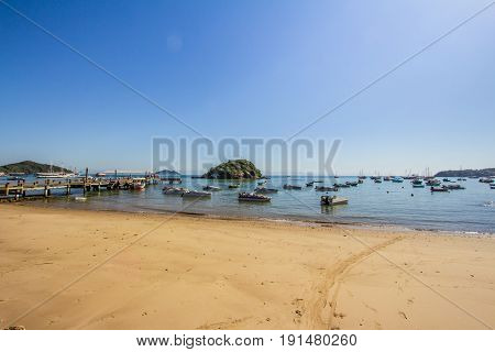 Buzios, Brazil - June 09 2017. Porto Da Barra Beach In Buzios