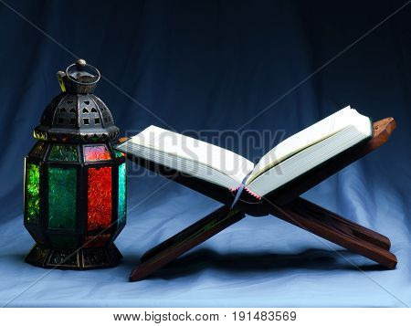Quran or Kuran the islamic holy book in dark background