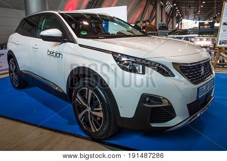STUTTGART GERMANY - MARCH 02 2017: Compact crossover Peugeot 3008 GT 2016. Europe's greatest classic car exhibition 