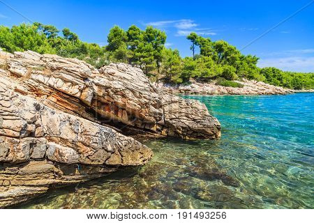 Landscape photo of beautiful adriatic rocky coastline