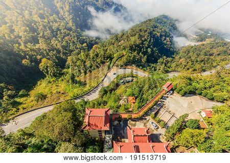 Top view around The Chin Swee Caves Temple is a Taoist temple ang situated in the most scenic site in Genting Highlands Pahang Malaysia