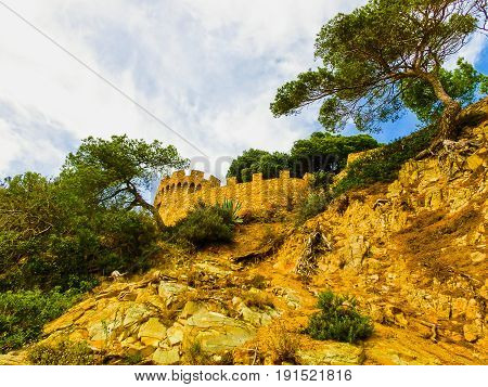 Lloret de Mar Castell Plaja at Sa Caleta beach in costa Brava of Catalonia Spain