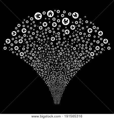 Fountain of real estate icons. Vector illustration style is flat white iconic symbols on a black background. Object salute combined from random pictograms.
