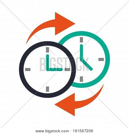 two clocks time zone change icon image vector illustration design