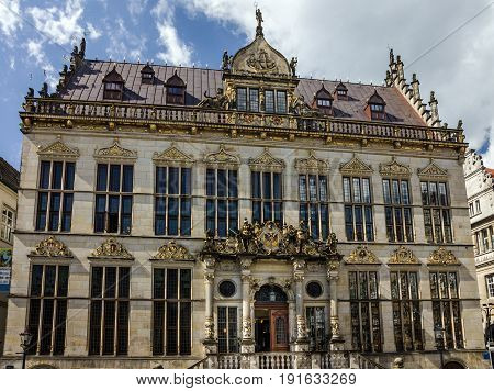 Bremen, Germany - May 30, 2017: Market square (Marktplatz) in Bremen, Germany