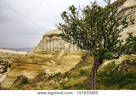 Mountain landscape view in Goreme, Cappadocia, Turkey