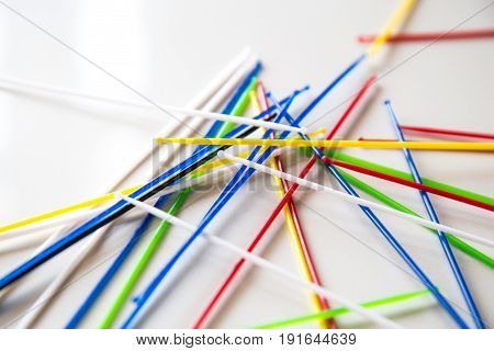 Close-up On Pile Of Pick Up Sticks Fun Game Overlapping