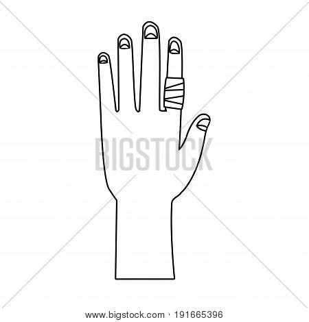 hand with finger gauze bandage icon vector illustration