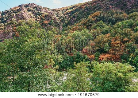 Beautiful mountain along the river Ardeche in France