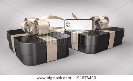 Gift box wrapped ribbon bow decoration. 3d illustration.