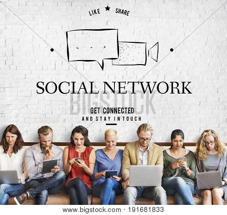 Social Media Chat Message Global Network Online Communication Speech Bubble Graphic