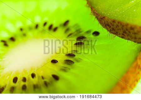 Juicy sliced kiwi slice in the studio