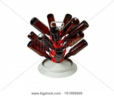 Beer Bottle Tree With Bottles On White Background