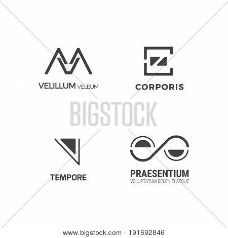 Simple minimal logo set. Flat abstract logo for your company. Vector design template.