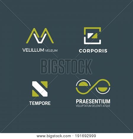 Simple minimal logo set. Flat abstract logo for your company.  Vector design template.