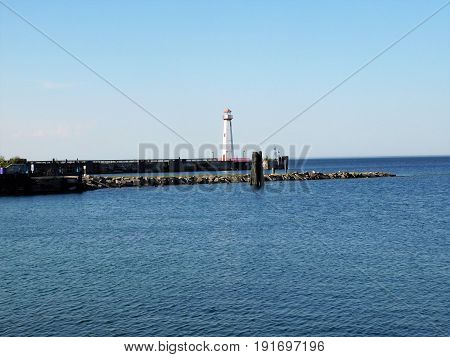 St. Ignace lighthouse in St. Ignace, Michigan to guide ships through the Straits of Mackinac