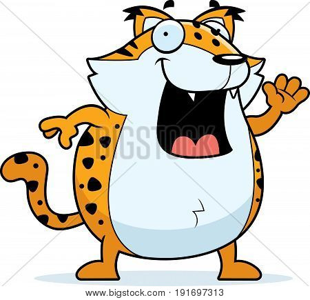 Cartoon Bobcat Waving