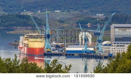 Offshore Support Vessel Being Built At Shipyard
