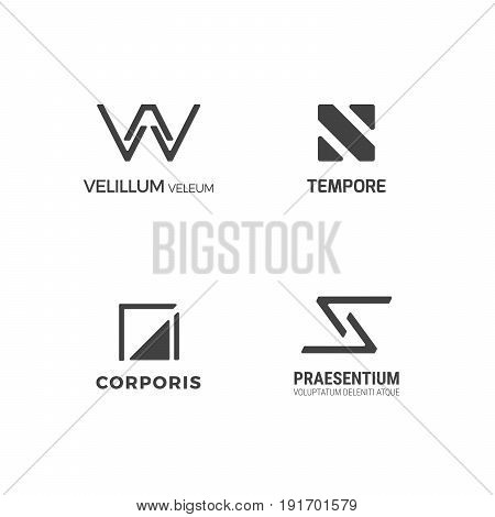 Simple minimal logo set. Flat abstract logo for your company. Vector design template.