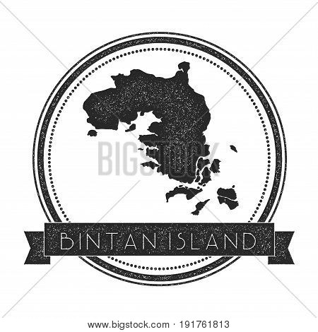 Bintan Island Map Stamp. Retro Distressed Insignia. Hipster Round Badge With Text Banner. Island Vec