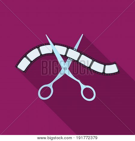 Installation of film.Making moviesingle icon in flat style vector symbol stock illustration .